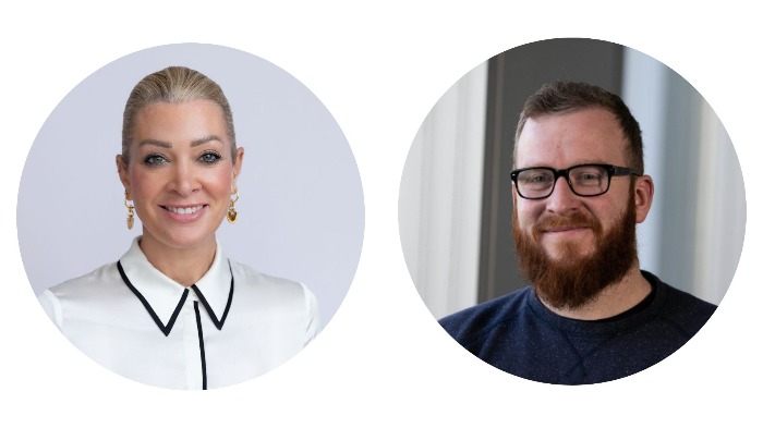 headshots of Lucy Chamberlain and Scott Johnson