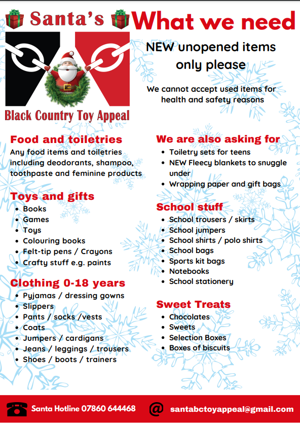 Santa's Black Country Toy Appeal wishlist