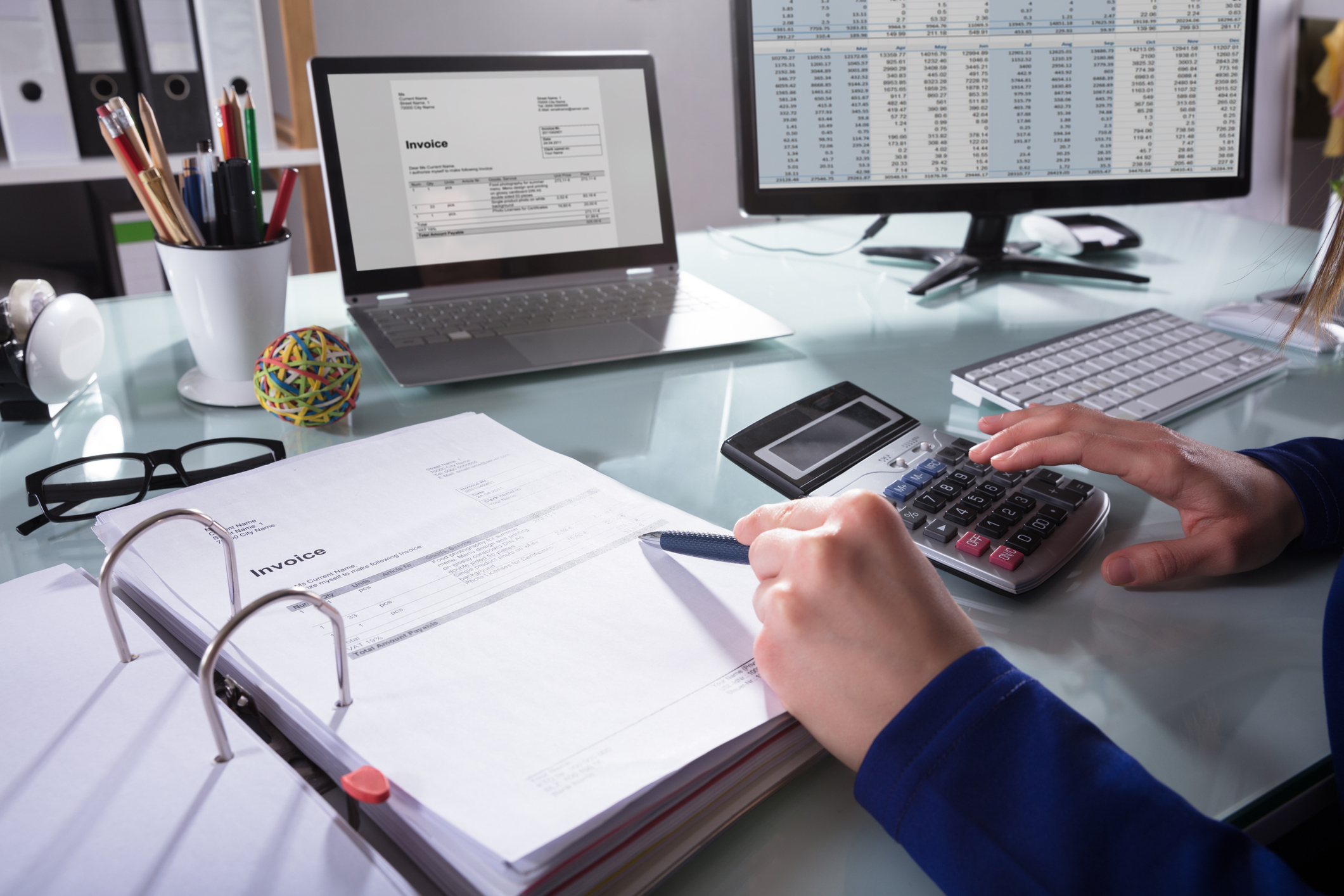 Accountant working at desk