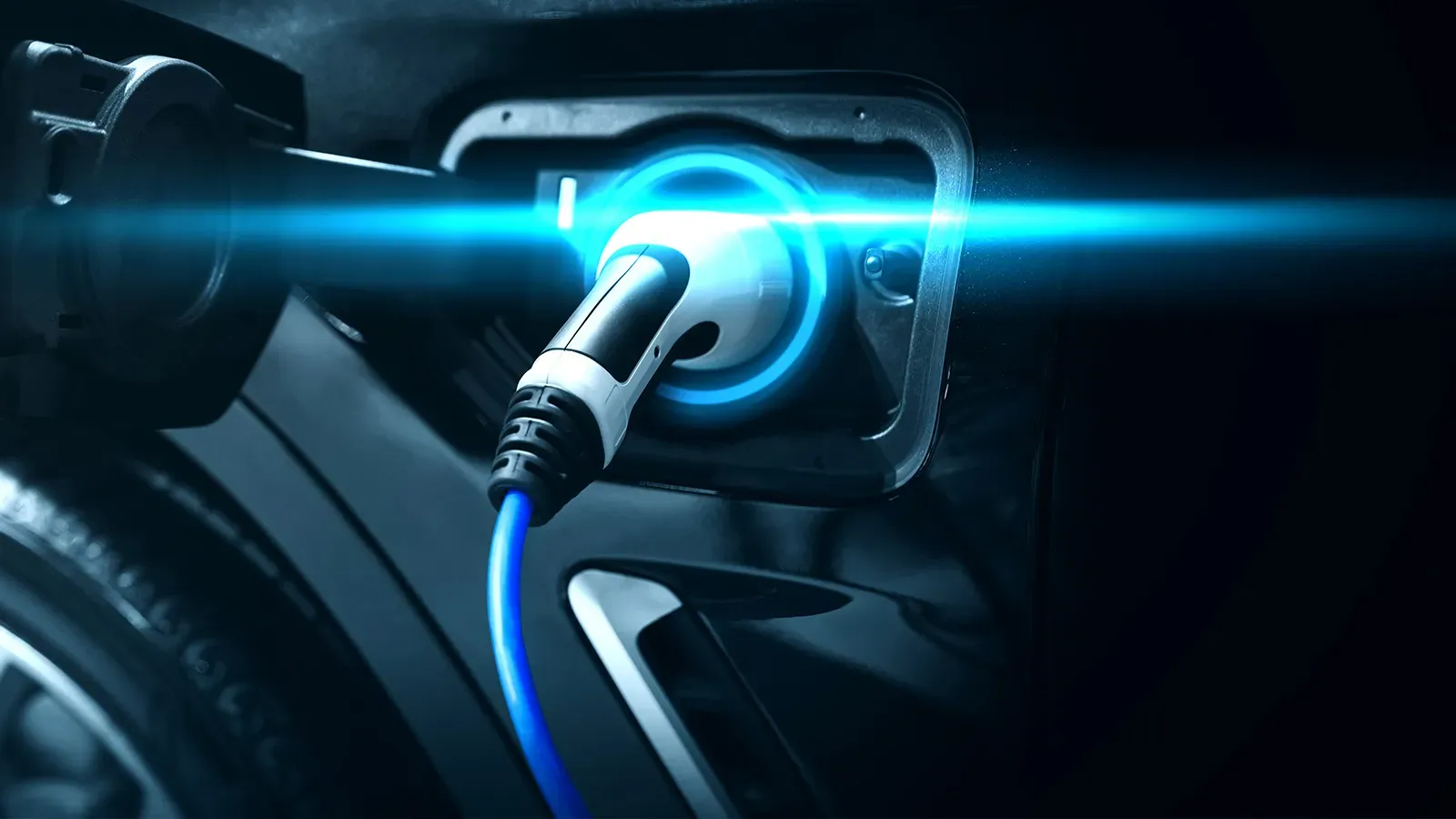 Charging cable on black car