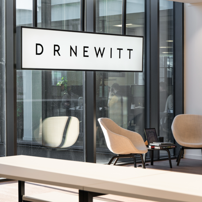 D R Newitt Edinburgh Office - with sign and chairs