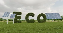 ECO spelt out in hedges and solar pannels