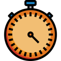 Icon of a stopwatch to show speed of service and time management