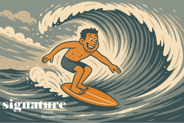 surfer catching a wave