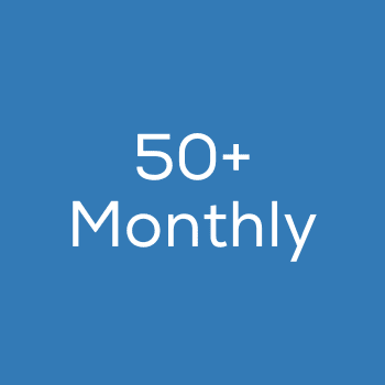 50+ monthly written on blue background
