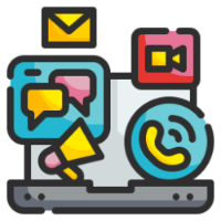 icon showing different methods of digital communication to show promotion of job roles