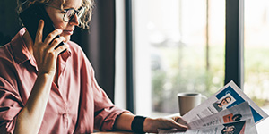 Woman looking at job candidates