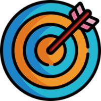Target icon with an arrow hitting the bullseye to depict accuracy