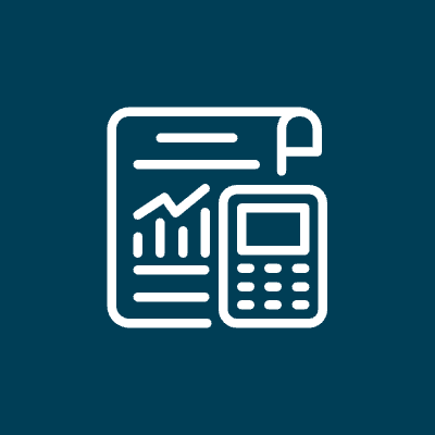 Illustration of a calculator and a sheet of paper where travel expenses are calculated