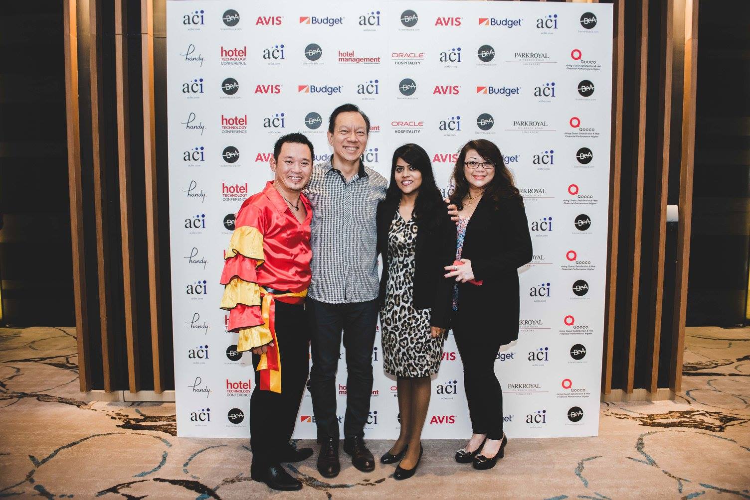 Hospitality networking two men and two ladies