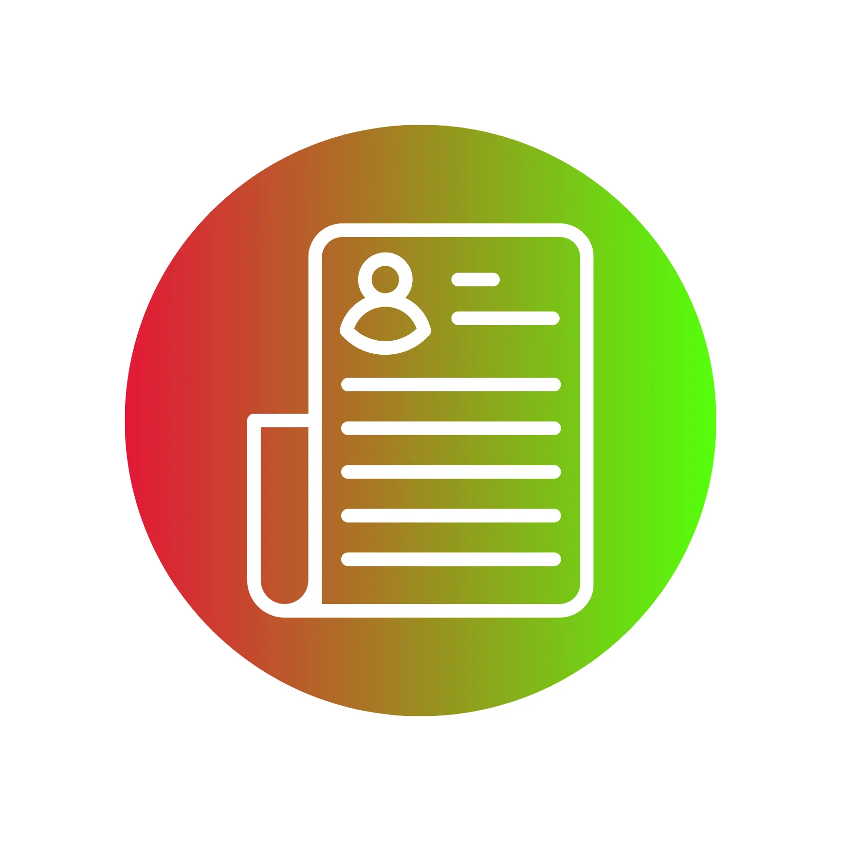 A red and green gradient circle with a white CV icon drawing in the middle.