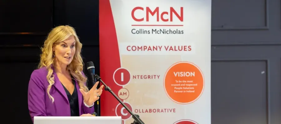Michelle Murphy speaking at a conference on the benefits of employer branding as a recruitment strategy