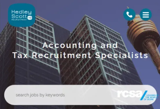 Hedley Scott recruitment website by Access Volcanic in tablet view