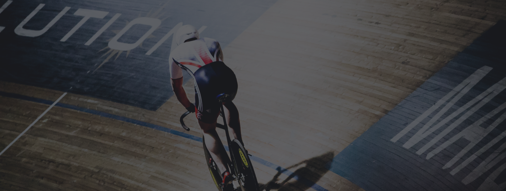 Shot of Olympic cyclist on a Velodrome