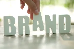 Block letters spelling brand