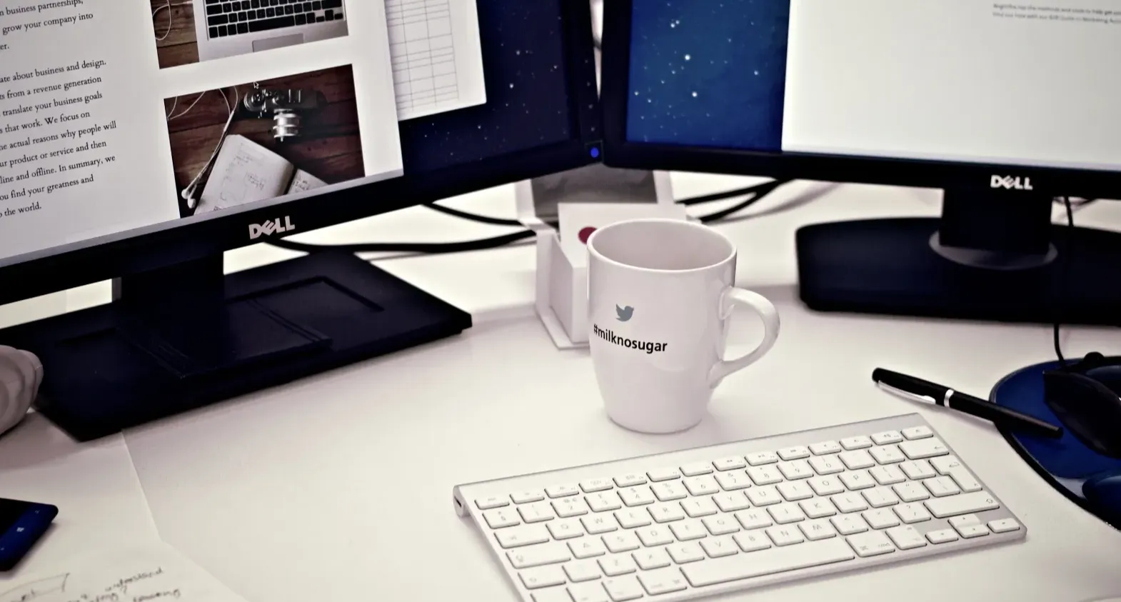 Coffee cup keyboard and computer