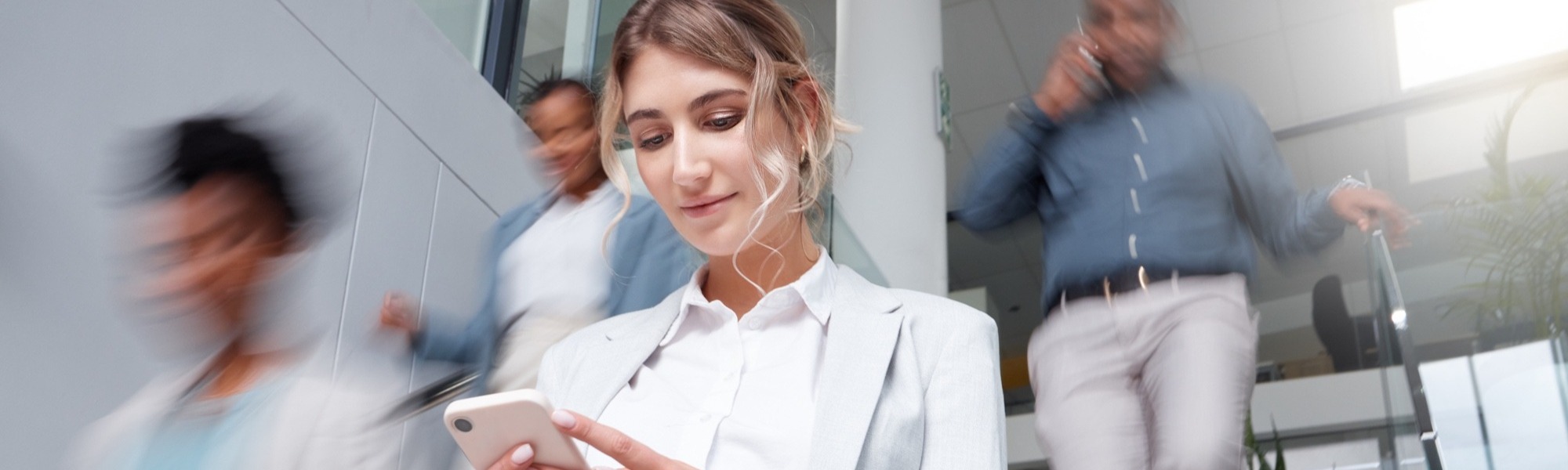 Woman using phone for Job Search
