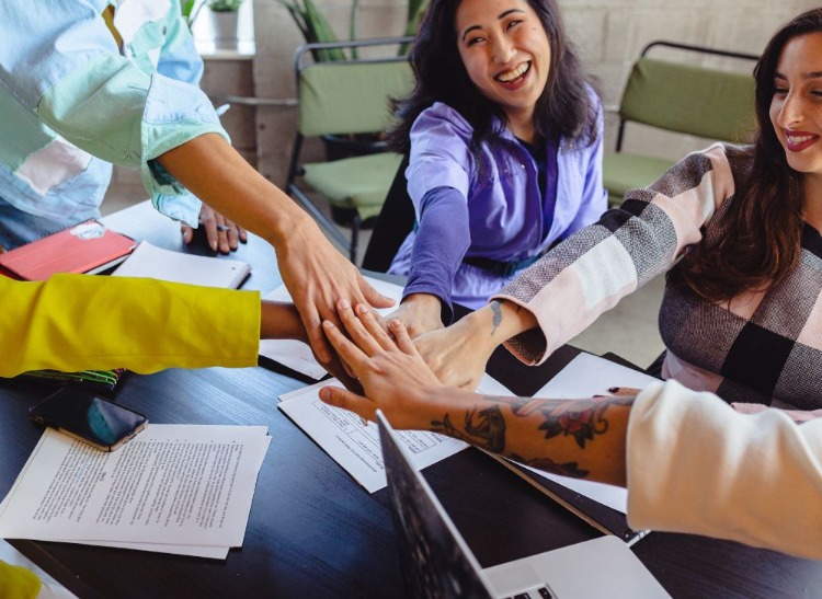 group of people collaborating at work