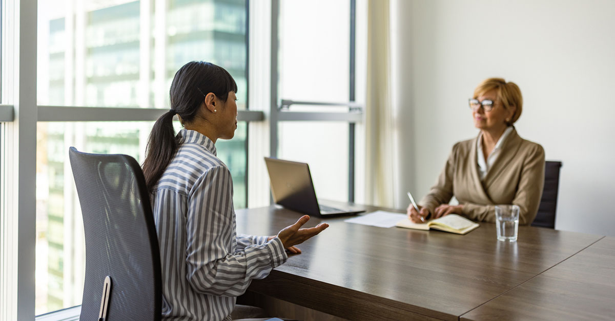 Japanese Businesswoman Who Is Having A Job Interview With An Interviewer From An International Company