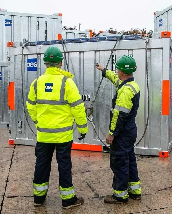 Welder working on a steel structure.