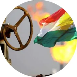 Flag of Kurdistan with oil rig