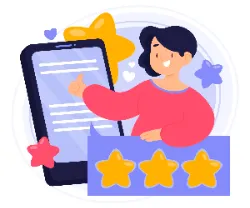 Cartoon giving a thumbs up, 5 star rating