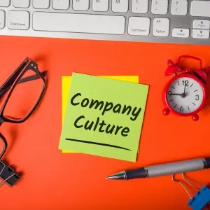 Work desk company culture graphic