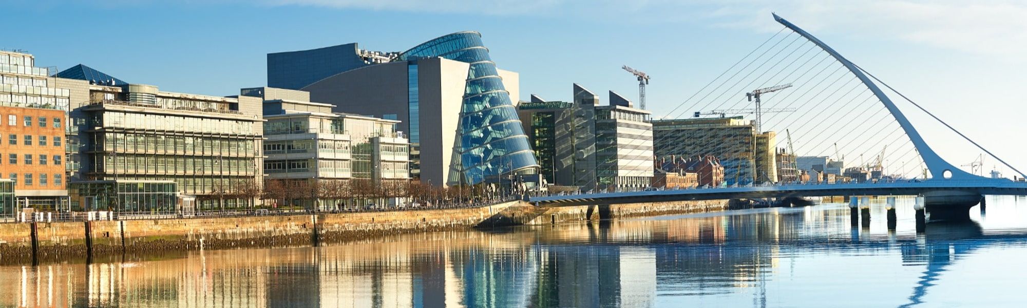 IFSC Modern business buildings and offices on Liffey river in Dublin, business centre, cbd