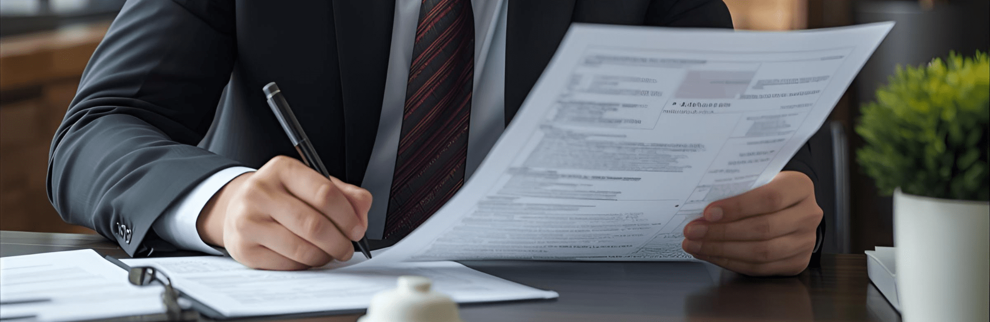 A man making notes using a job description to refine his CV when applying for accountancy and finance roles.