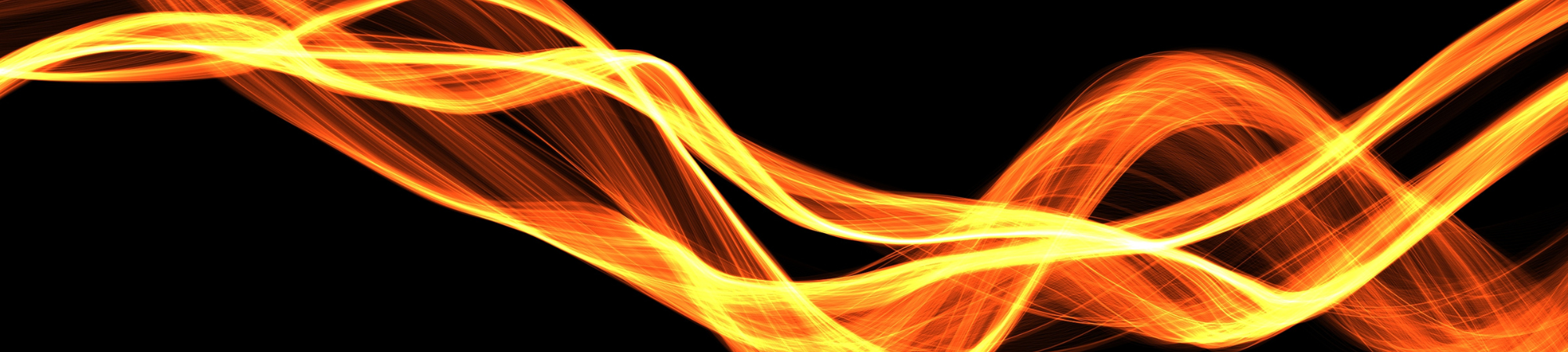 A black banner with orange wisps