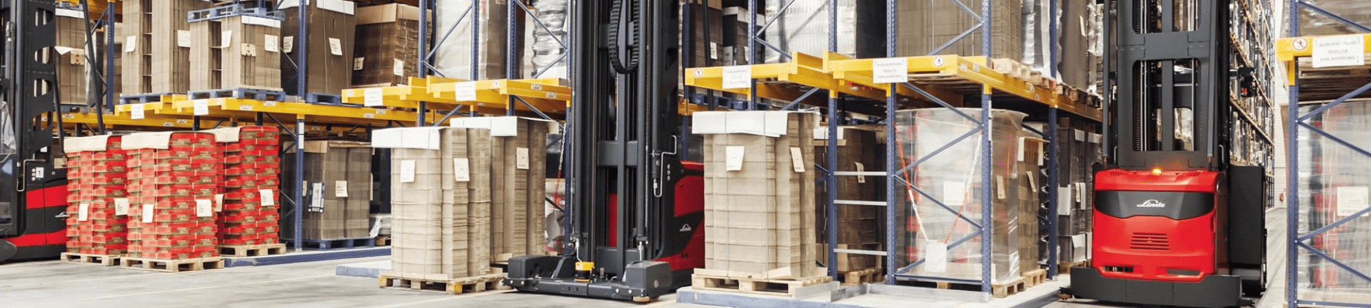VNA driver operating a truck in Nuneaton warehouse 