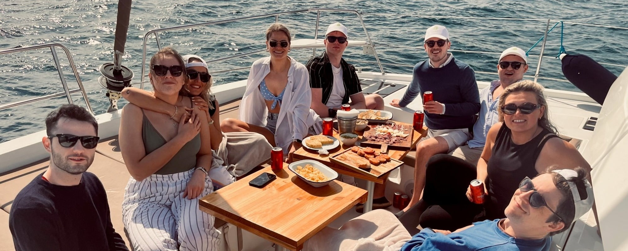 Friendly recruitment team who supply clean energy jobs across the UK on a boat in Barcelona for their team incentive annual trip 