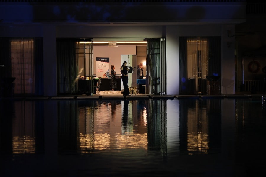 pool shot at night