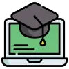 Icon of a laptop and a graduation cap