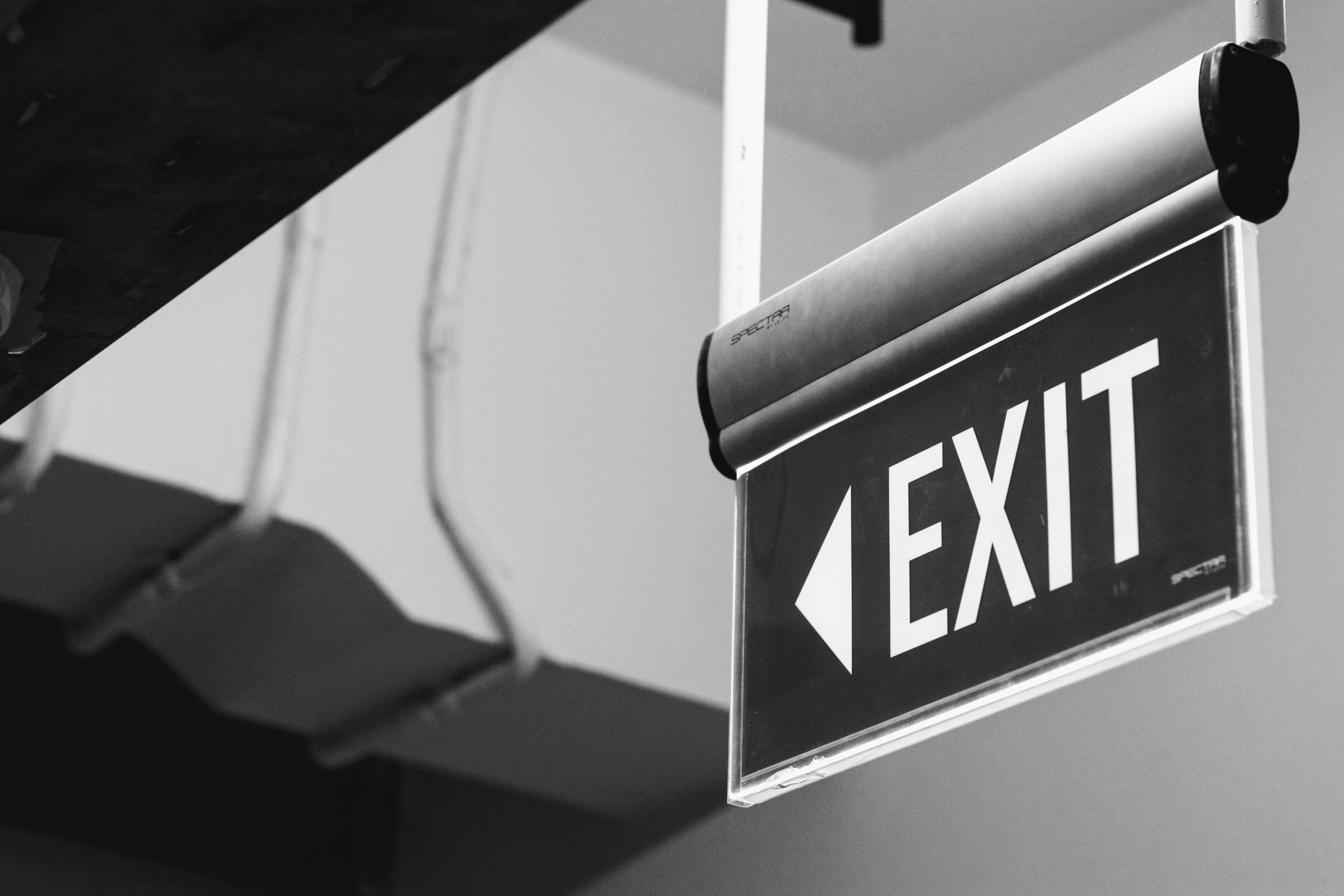 Image of an Exit Sign in black and white