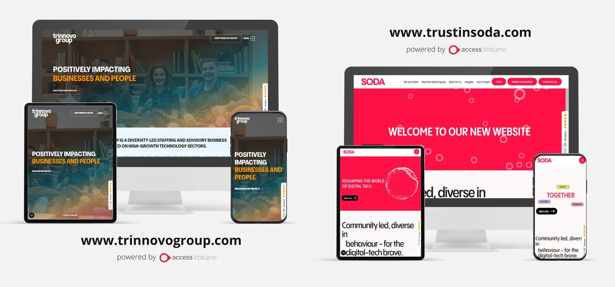 Trinnovo Group and Trust in Soda websites by Access Volcanic