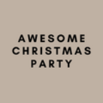 coloured square saying awesome christmas party