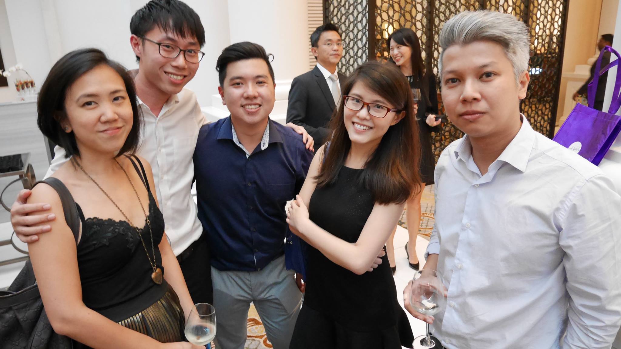 Networking photo of five people