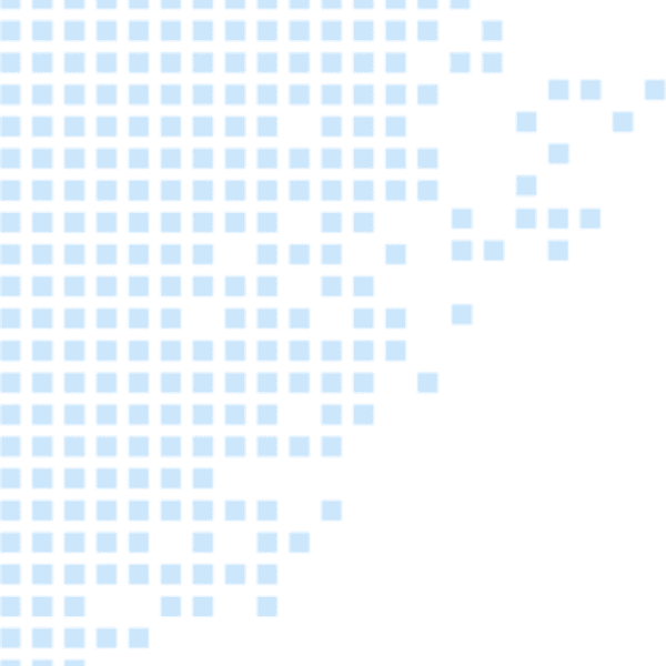 Weißes Bild mit blauen verstreuten Quadraten