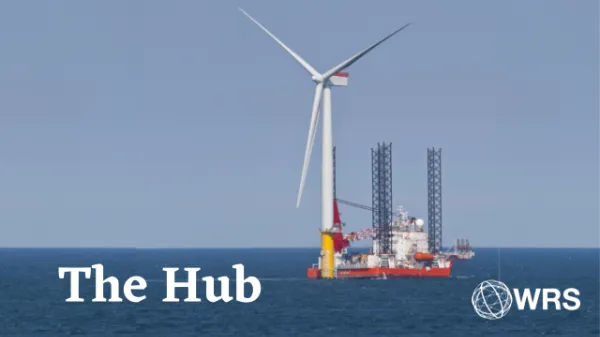 Renewable Energy Rig at Sea with WRS logo and The Hub title.