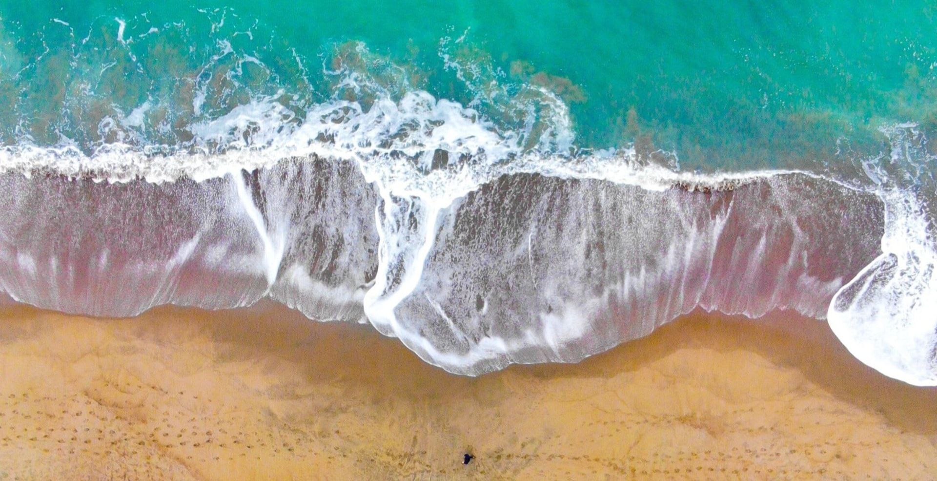 birds view of ocean waves on a beach