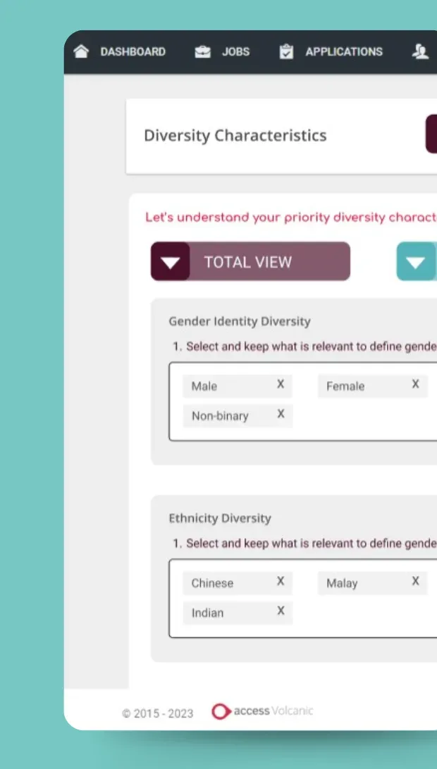 Diversity characteristics settings, creating goals for gender and ethnicity diversity