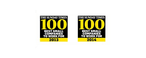 2013 & 2014 - Times Top 100 Best Small Companies to Work for 2013 & 2014