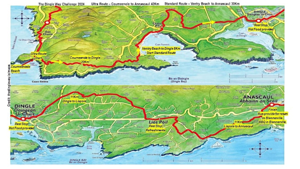 The Dingle Way Challenge 2024 - Route Map