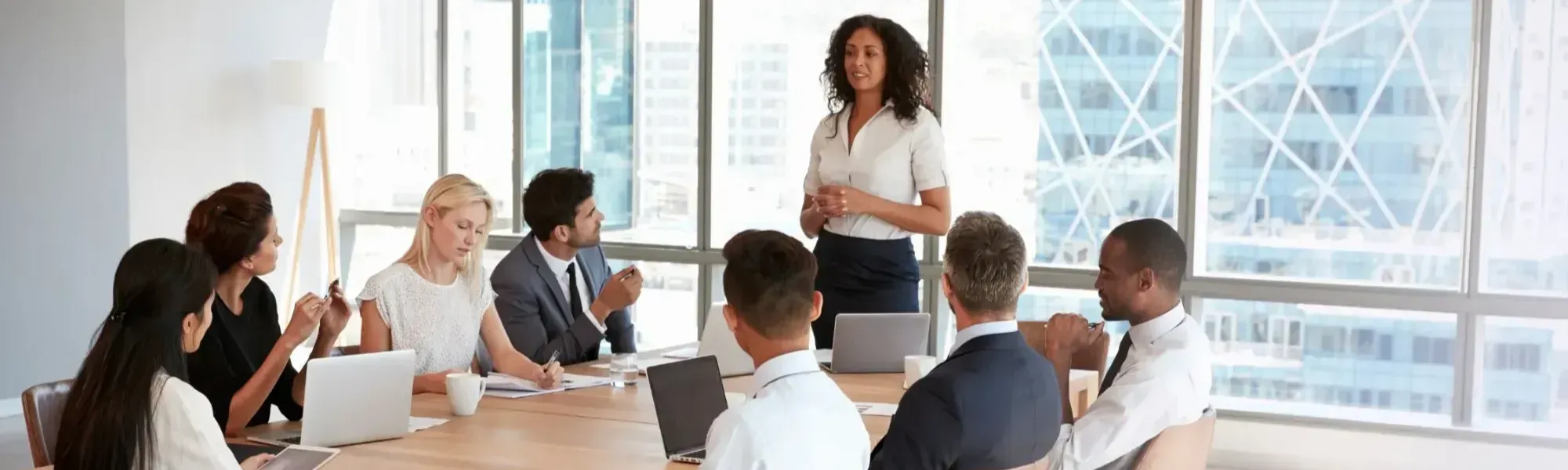 Employees viewing a presentation