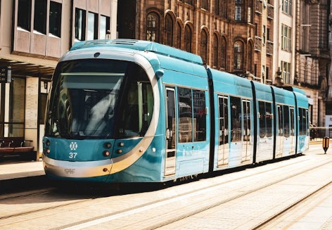 Blue Birmingham Tram