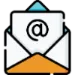 Email icon of a letter and envelope with an at sign