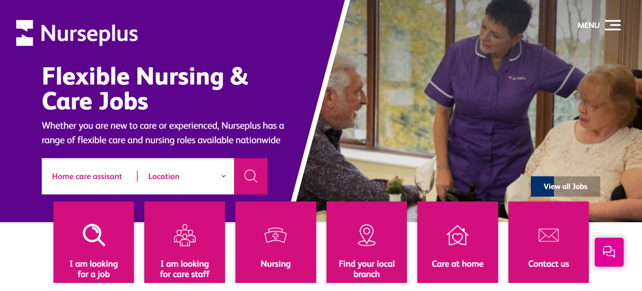 Nurseplus UK homepage in desktop view by Access Volcanic
