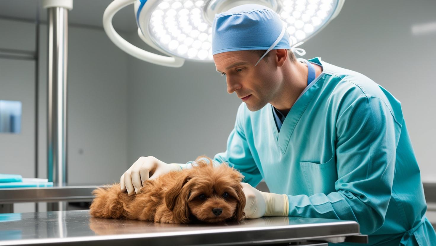 A Veterinary Surgeon In The Uk Wearing Scrubs At An Operating Table With An Animal