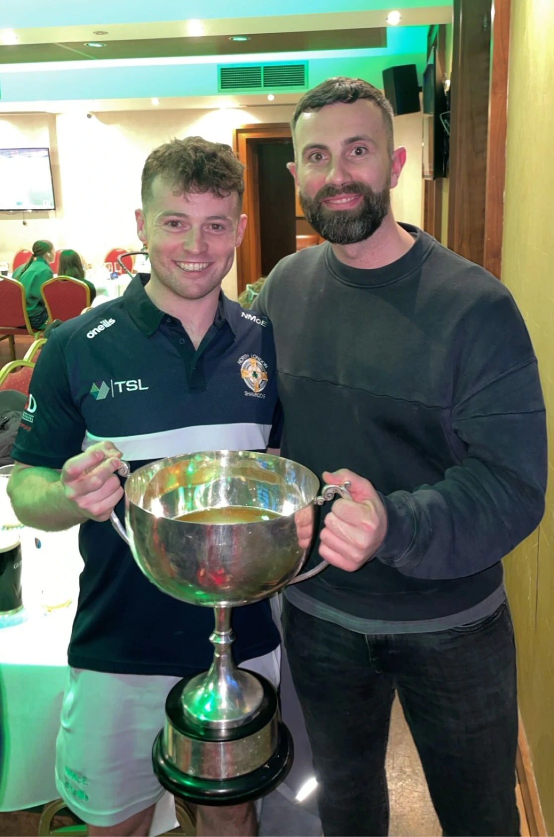 3D's Nathan McElwaine and Michael Boyle celebrate with the Cup